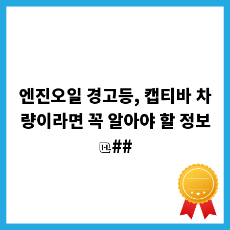 엔진오일 경고등, 캡티바 차량이라면 꼭 알아야 할 정보
##