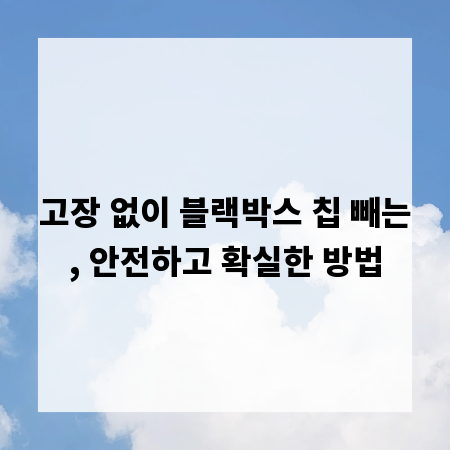 고장 없이 블랙박스 칩 빼는, 안전하고 확실한 방법