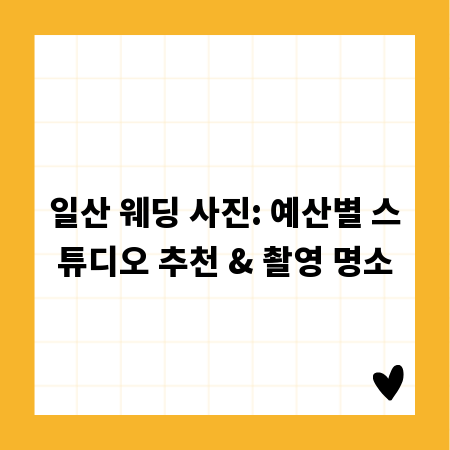 일산 웨딩 사진: 예산별 스튜디오 추천 & 촬영 명소