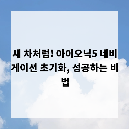 새 차처럼! 아이오닉5 네비게이션 초기화, 성공하는 비법