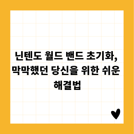닌텐도 월드 밴드 초기화, 막막했던 당신을 위한 쉬운 해결법