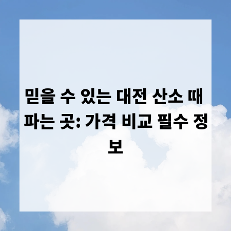 믿을 수 있는 대전 산소 때 파는 곳: 가격 비교 필수 정보