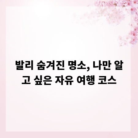 발리 숨겨진 명소, 나만 알고 싶은 자유 여행 코스