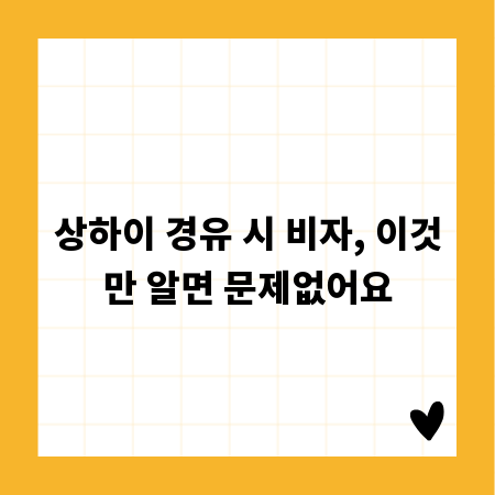 상하이 경유 시 비자, 이것만 알면 문제없어요