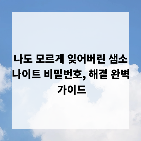 나도 모르게 잊어버린 샘소나이트 비밀번호, 해결 완벽 가이드