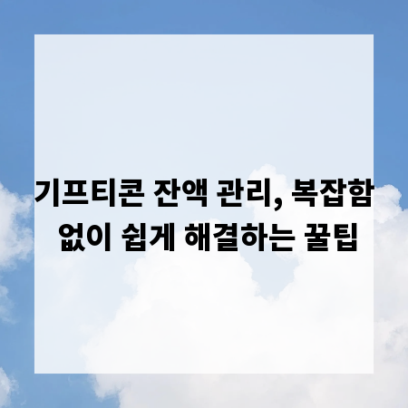 기프티콘 잔액 관리, 복잡함 없이 쉽게 해결하는 꿀팁