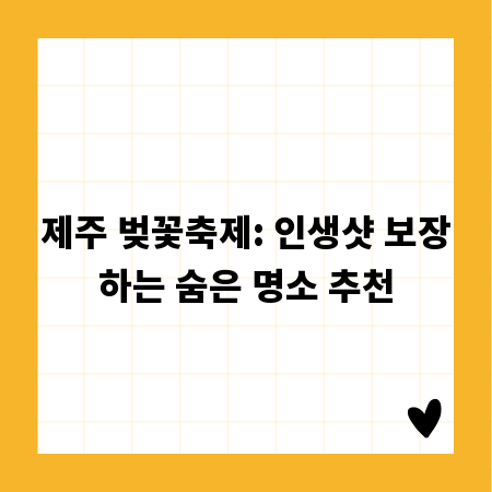 제주 벚꽃축제: 인생샷 보장하는 숨은 명소 추천