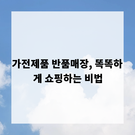 가전제품 반품매장, 똑똑하게 쇼핑하는 비법