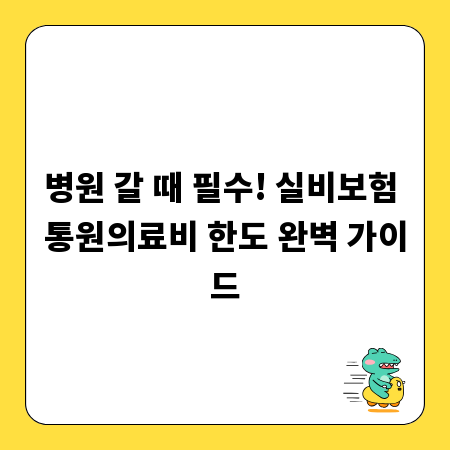 병원 갈 때 필수! 실비보험 통원의료비 한도 완벽 가이드