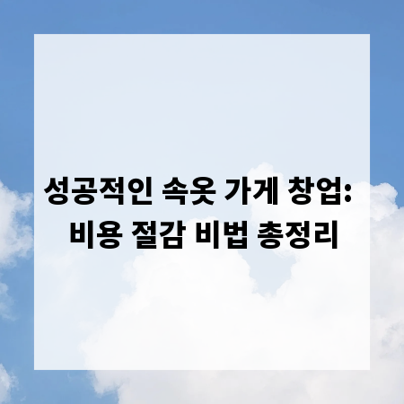 성공적인 속옷 가게 창업: 비용 절감 비법 총정리