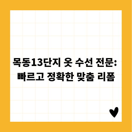 목동13단지 옷 수선 전문: 빠르고 정확한 맞춤 리폼