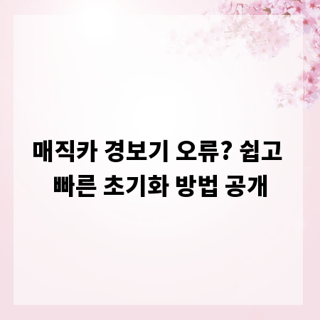 매직카 경보기 오류? 쉽고 빠른 초기화 방법 공개