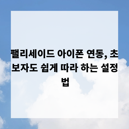 팰리세이드 아이폰 연동, 초보자도 쉽게 따라 하는 설정법