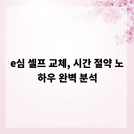 e심 셀프 교체, 시간 절약 노하우 완벽 분석