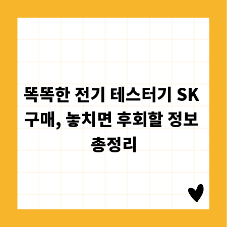 똑똑한 전기 테스터기 SK 구매, 놓치면 후회할 정보 총정리