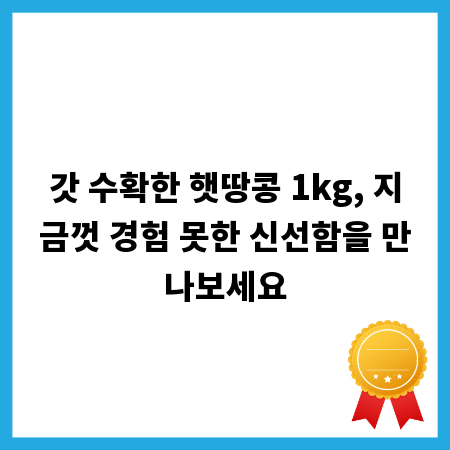 갓 수확한 햇땅콩 1kg, 지금껏 경험 못한 신선함을 만나보세요