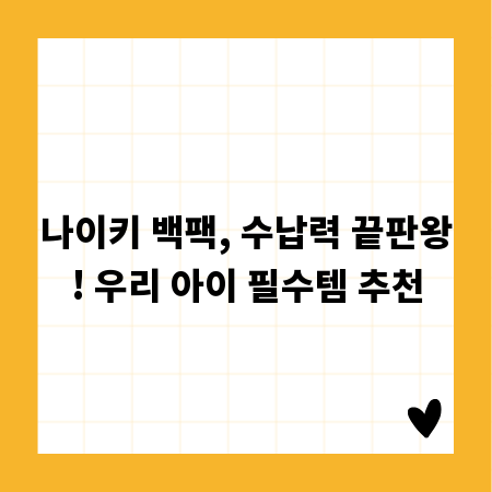 나이키 백팩, 수납력 끝판왕! 우리 아이 필수템 추천
