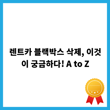 렌트카 블랙박스 삭제, 이것이 궁금하다! A to Z