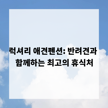 럭셔리 애견펜션: 반려견과 함께하는 최고의 휴식처