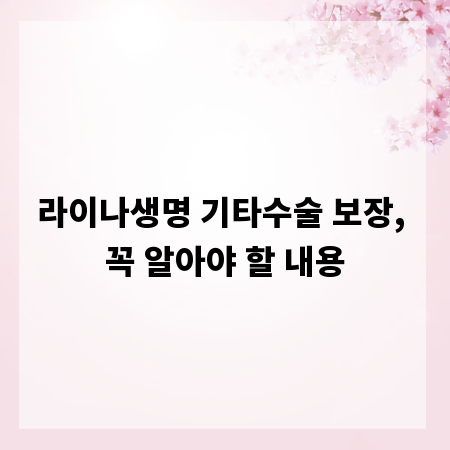 라이나생명 기타수술 보장, 꼭 알아야 할 내용