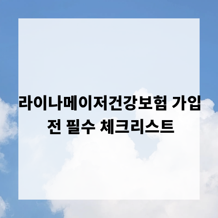 라이나메이저건강보험 가입 전 필수 체크리스트