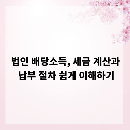 법인 배당소득, 세금 계산과 납부 절차 쉽게 이해하기