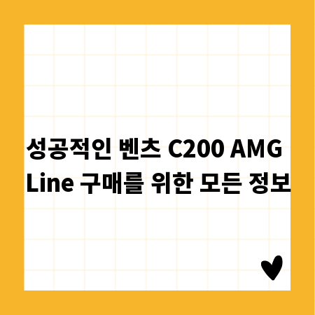 성공적인 벤츠 C200 AMG Line 구매를 위한 모든 정보