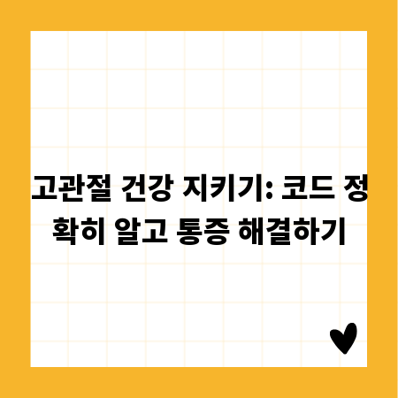 고관절 건강 지키기: 코드 정확히 알고 통증 해결하기