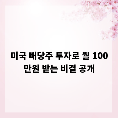 미국 배당주 투자로 월 100만원 받는 비결 공개