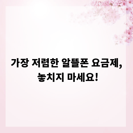 가장 저렴한 알뜰폰 요금제, 놓치지 마세요!