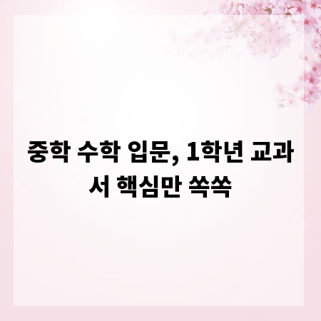 중학 수학 입문, 1학년 교과서 핵심만 쏙쏙