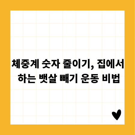 체중계 숫자 줄이기, 집에서 하는 뱃살 빼기 운동 비법