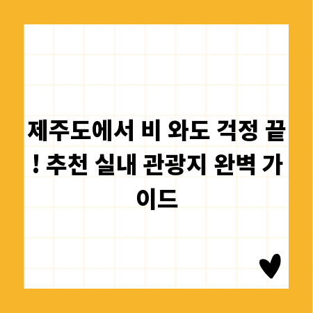 제주도에서 비 와도 걱정 끝! 추천 실내 관광지 완벽 가이드