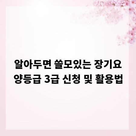 알아두면 쓸모있는 장기요양등급 3급 신청 및 활용법