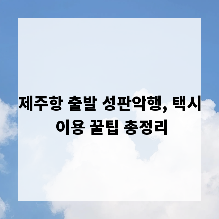 제주항 출발 성판악행, 택시 이용 꿀팁 총정리