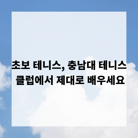 초보 테니스, 충남대 테니스 클럽에서 제대로 배우세요