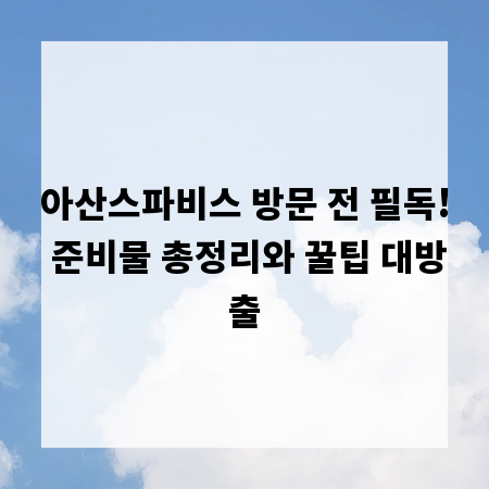 아산스파비스 방문 전 필독! 준비물 총정리와 꿀팁 대방출