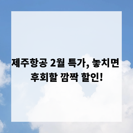 제주항공 2월 특가, 놓치면 후회할 깜짝 할인!