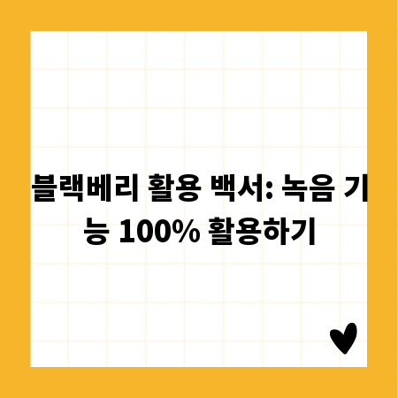 블랙베리 활용 백서: 녹음 기능 100% 활용하기