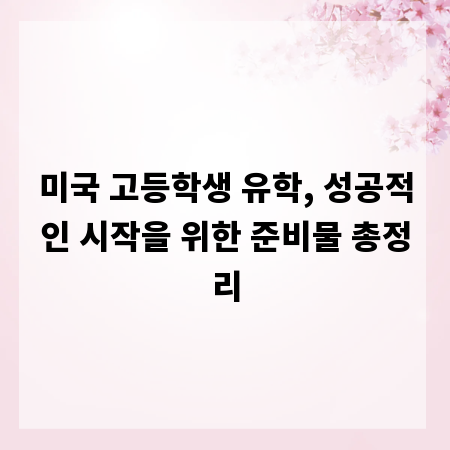 미국 고등학생 유학, 성공적인 시작을 위한 준비물 총정리