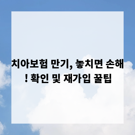 치아보험 만기, 놓치면 손해! 확인 및 재가입 꿀팁