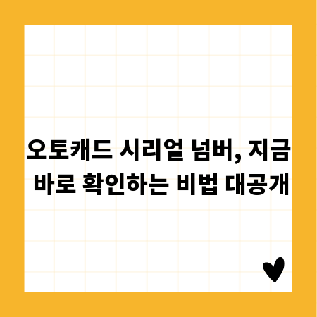 오토캐드 시리얼 넘버, 지금 바로 확인하는 비법 대공개