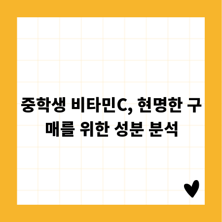 중학생 비타민C, 현명한 구매를 위한 성분 분석