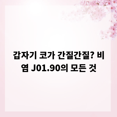 갑자기 코가 간질간질? 비염 J01.90의 모든 것