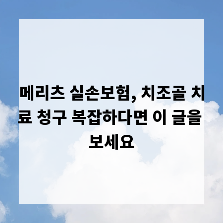 메리츠 실손보험, 치조골 치료 청구 복잡하다면 이 글을 보세요