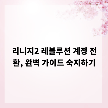 리니지2 레볼루션 계정 전환, 완벽 가이드 숙지하기