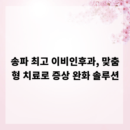 송파 최고 이비인후과, 맞춤형 치료로 증상 완화 솔루션
