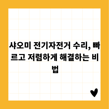샤오미 전기자전거 수리, 빠르고 저렴하게 해결하는 비법