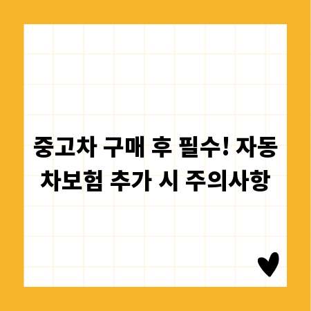 중고차 구매 후 필수! 자동차보험 추가 시 주의사항