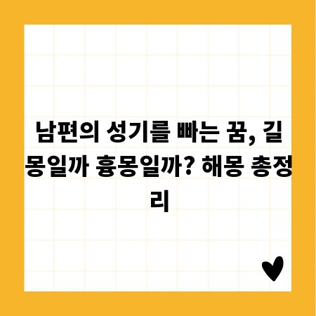 남편의 성기를 빠는 꿈, 길몽일까 흉몽일까? 해몽 총정리